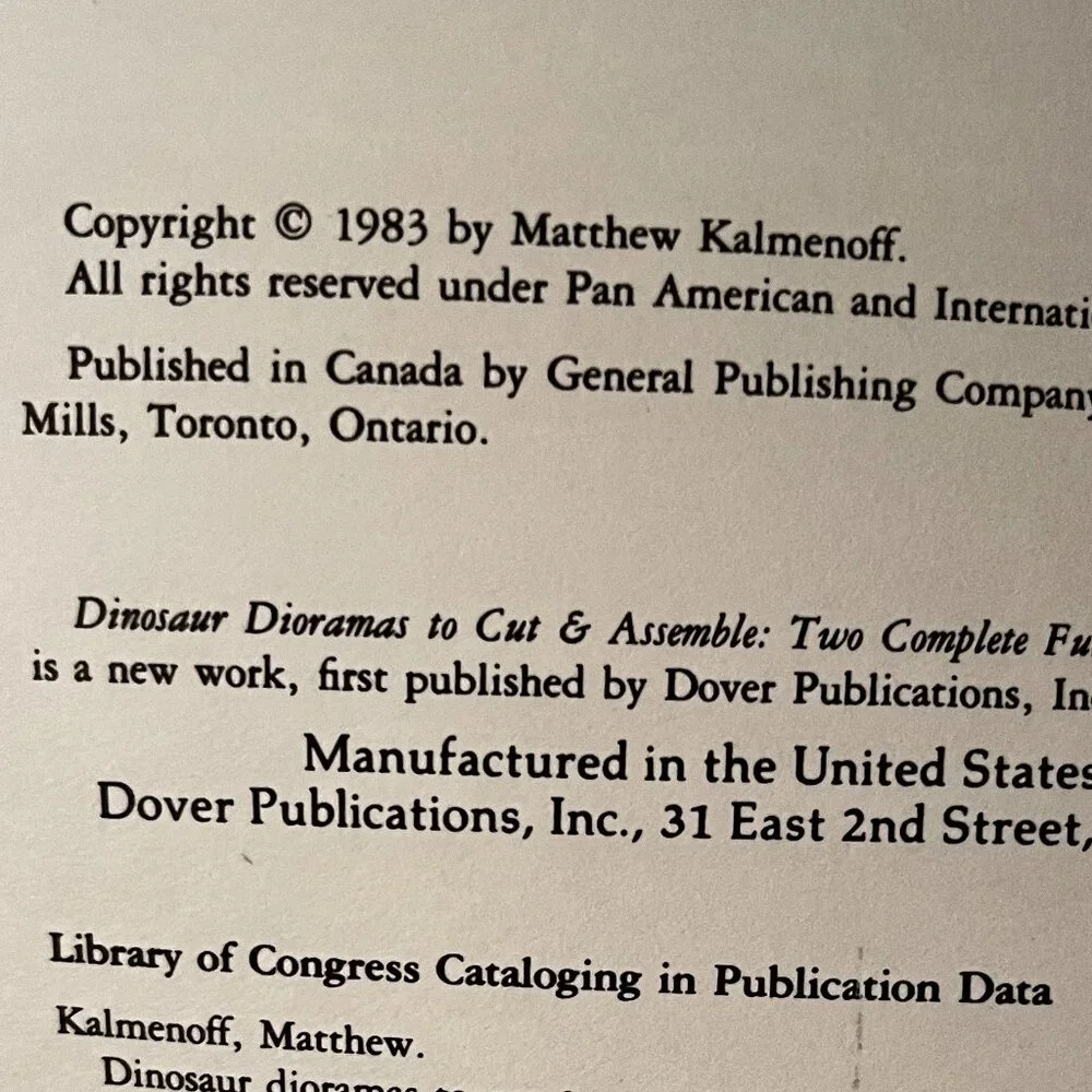 Dinosaur Dioramas to Cut and Assemble (2 Complete‎ 3-D Scenes) (copyright 1983)